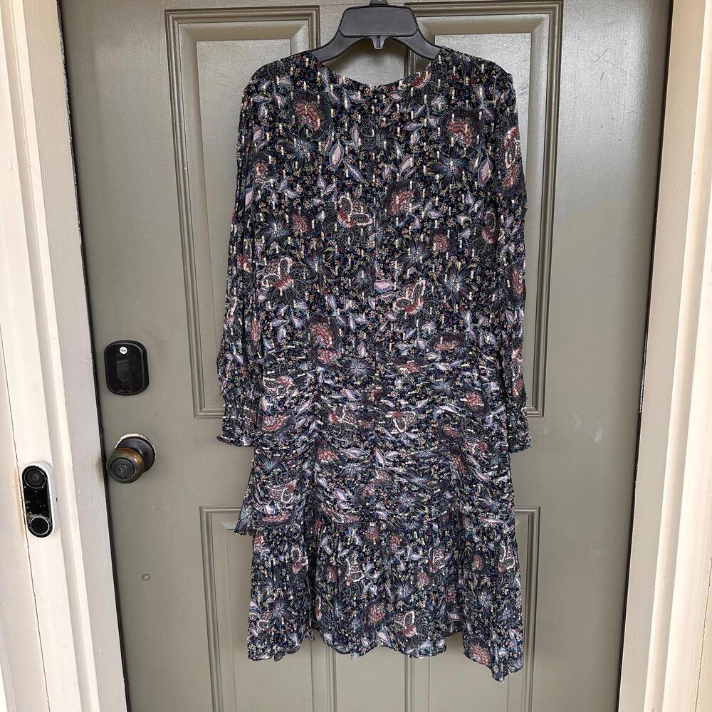 Shoshanna Viscose Metallic Accent Round Neck Dress 8 - Picture 4 of 4